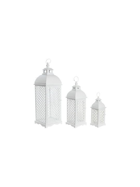 DKD Home Decor Metallic Lantern White 24x24x74cm