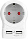 Skross Single Socket with 2 USB-A