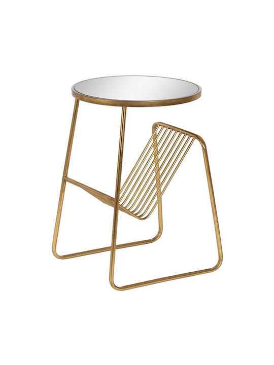 Round Glass Side Table Gold L48.5xW43.5xH66cm