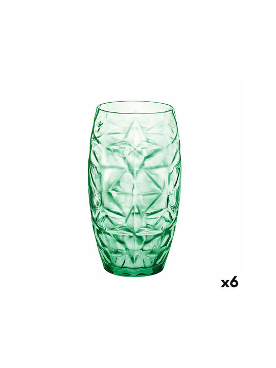 BigBuy Pahar pentru apa din Sticlă în Culoare Verde 470ml 1buc