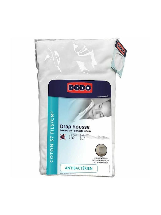 Dodo Sheet for Single Bed with Elastic 90x190cm. White