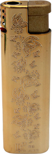 Electronic Windproof Flame Lighter In Gold Colour