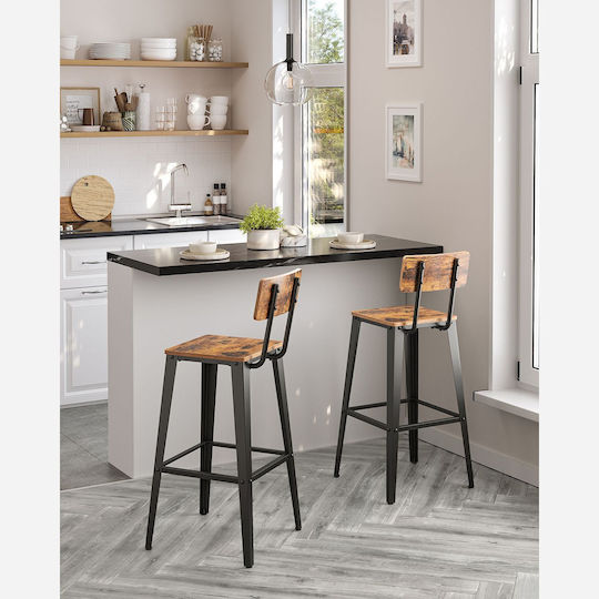 Hocker Bar Vintage Brown/Black 2Stück 34x34x65cm