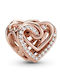 Pandora Shiny Heart Charm Καρδιά από Ροζ Επιχρυσωμένο Ασήμι Ροζ
