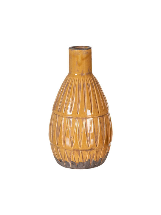 BigBuy Decorative Vase Ceramic Yellow 16.5x30x30cm 1pcs