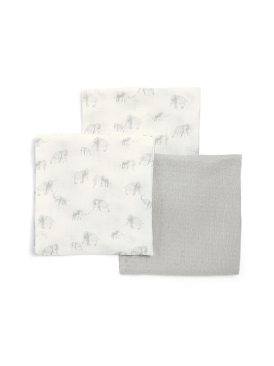 Mamas & Papas Muslin Swaddle Wraps Gray 90x90cm. 3pcs