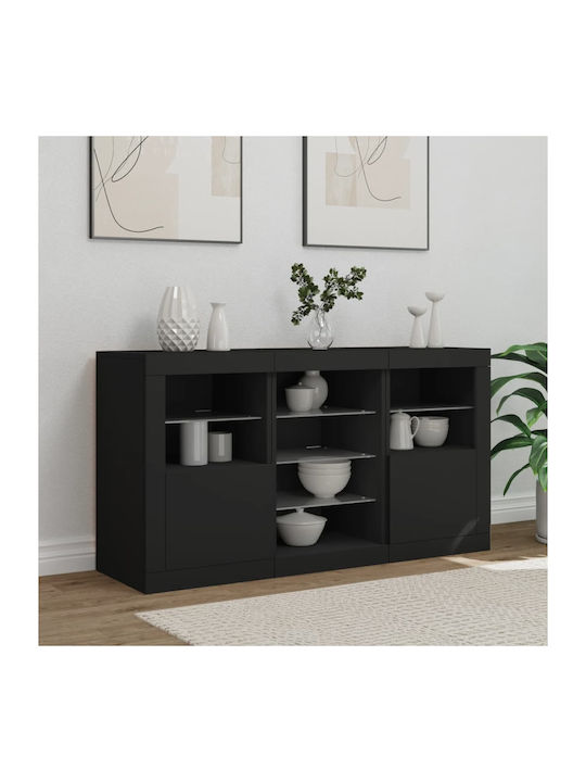 Μπουφές Ξύλινος Μαύρος 123x37x67cm