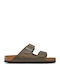 Arizona Leder Flache Sandalen für Damen in Khaki Farbe Schmal Passform