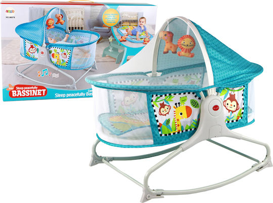 Lean Toys Wiege Bed Rocker mit Matratze Blue