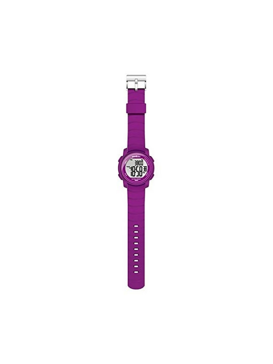 Digital Watch with Purple Rubber Strap