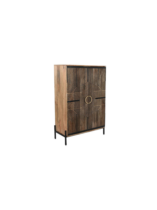 Ușă dublă Dulap de Haine Black Gold Natural Wood 85x38x134cm