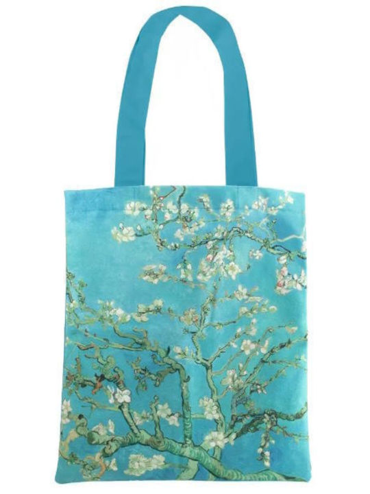 Pitex Van Gogh Almond Blossom Βαμβακερή Τσάντα για Ψώνια σε Γαλάζιο χρώμα