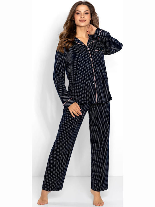 Momenti Per Me Winter Women's Pyjama Set Navy Blue All 4 You
