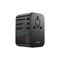Usams T62 Universal Reiseadapter 65W Dual USB C Schnellladeleistung Adapter mit EU AU US UK Stecker Wandladegerät für Mobiltelefon Steckdosenadapter in Universal