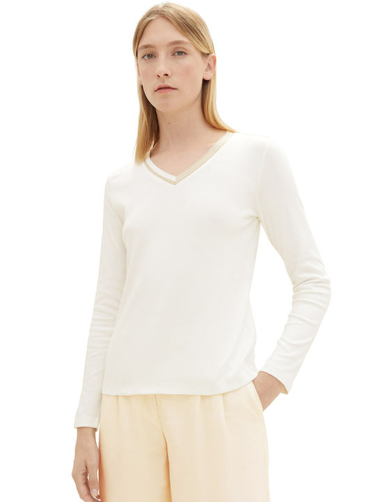 Tom Tailor Women's Blouse Cotton Long Sleeve White