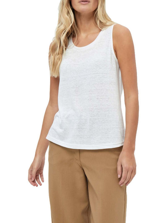 Peppercorn Damen Sommer Bluse Leinen Ärmellos Weiß