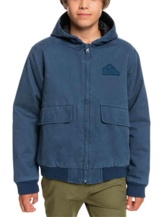 Just Cool Kids Casual Short Coat with Lining and Hood Navy Blue