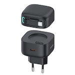 Usams Încărcător GaN cu Port USB-C și Cablu USB-C - USB-C 35W Livrarea energiei Negruς (US-CC202)