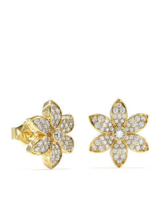 Guess White Lotus Σκουλαρίκια Καρφωτά από Ατσάλι με Πέτρες Guess White Lotus Σκουλαρίκια Καρφωτά από Ατσάλι με Πέτρες