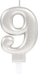 Amscan Birthday Candle Number "9" in Silver Color