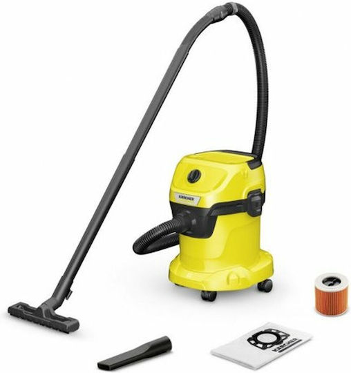 Karcher WD 3 V-15/4/20 Staubsauger Flüssigkeiten / Feststoffe 1000W mit Kunststoff Behälter 15Es