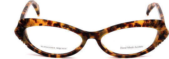 Alexander McQueen Γυναικείος Κοκκάλινος Σκελετός Γυαλιών Cat Eye Καφέ Ταρταρούγα AMQ4199 YHA