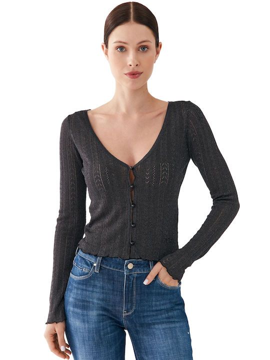 Guess Women's Knitted Cardigan F9p8/black Lurex