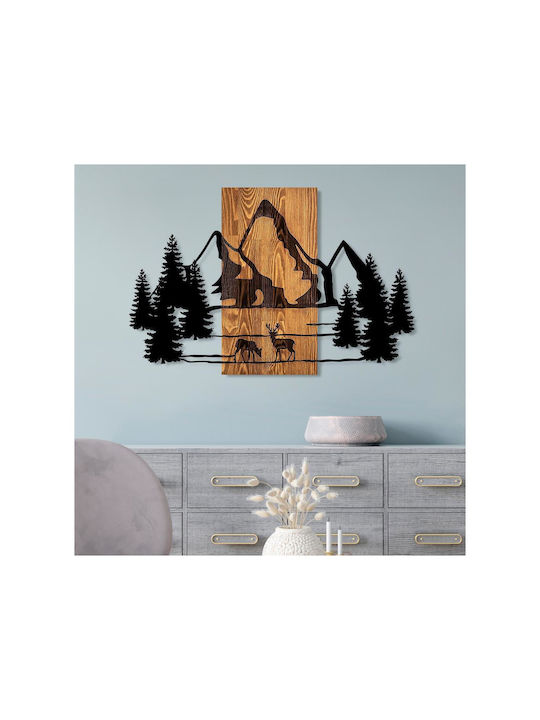 Asir Group 3D Mixed Art Natural Handmade Black Wooden Wall Decor 88x57cm
