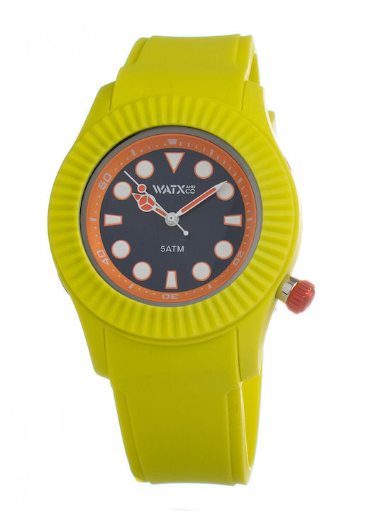 WATX & CO Καουτσούκ Λουράκι Κίτρινο 43mm