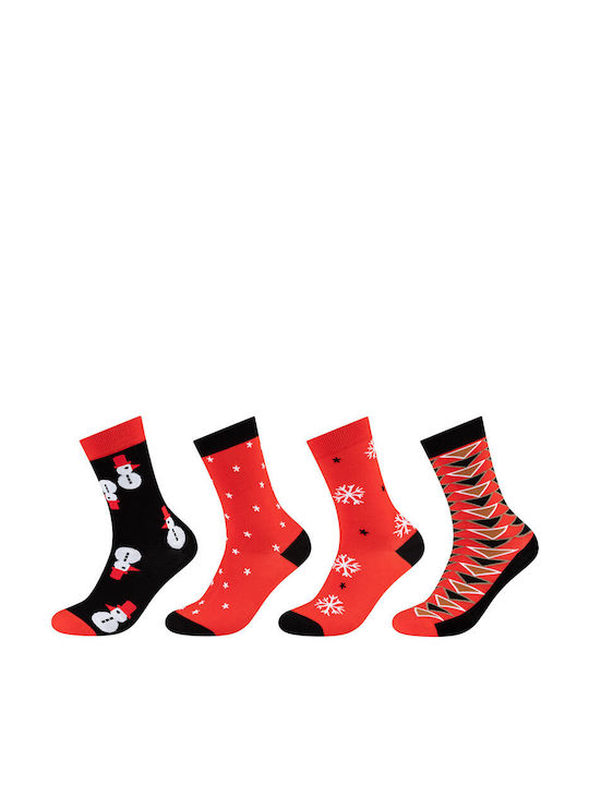 Fun Socks Κάλτσες Κόκκινες 4Pack