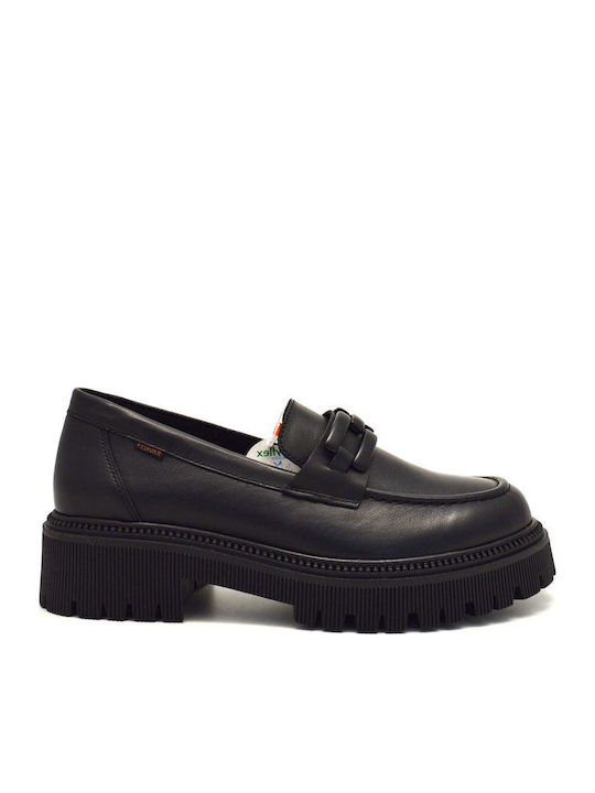 Leather Women's Loafers in Black Color