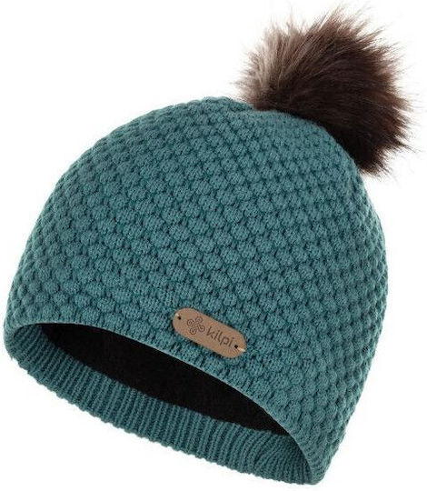 Pom Pom Beanie Γυναικείος Fleece Σκούφος Πλεκτός σε Πράσινο χρώμα