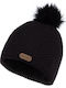 Pom Pom Beanie Γυναικείος Fleece Σκούφος Πλεκτός σε Μαύρο χρώμα