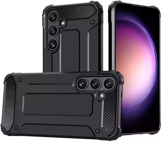 Hurtel Back Cover Σιλικόνης / Πλαστικό Σετ με Τζαμάκι Μαύρο (Samsung S24)
