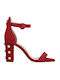 Leather Women's Sandals with Ankle Strap Fuchsia