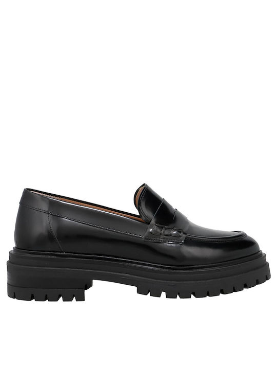 Δερμάτινα Γυναικεία Loafers σε Μαύρο Χρώμα
