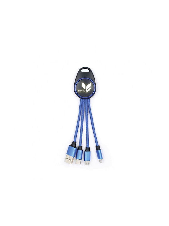 Liquno Keychain 3in1 Data Cable Albastru