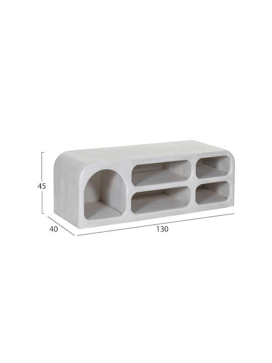 TV-Ständer Handyr aus Massivholz Weiß M130xT40xH45cm