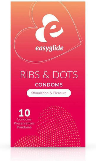 Easyglide Προφυλακτικά Ribs & Dots 10τμχ 52mm Λεπτά για Φυσική Αίσθηση με Ραβδώσεις Natural