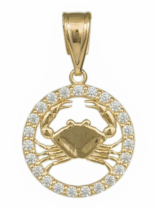Charm Semn Zodiacal Cancer Din Aur Galben 9 Carate Cu Zircon