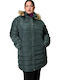 Women's Short Puffer Jacket for Winter with Hood Petrol Blue