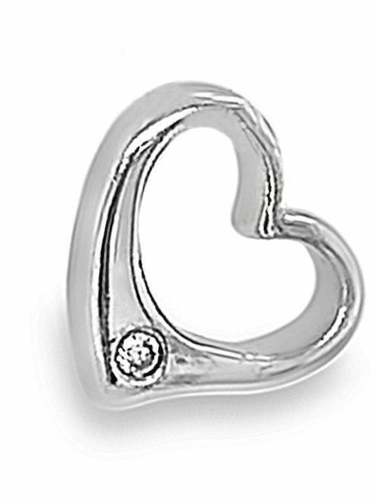 Xryseio Charm Καρδιά από Λευκόχρυσο 18Κ με Διαμάντι
