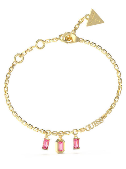 Guess Women's Bracelet from Stainless Steel Gold Plated with Zircon 21cm