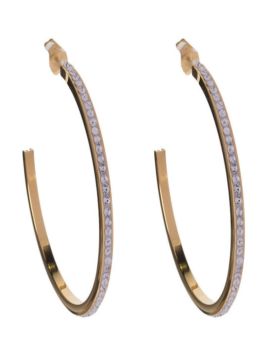 Theodora's Jewellery Σκουλαρίκια Κρίκοι από Ατσάλι Επιχρυσωμένα