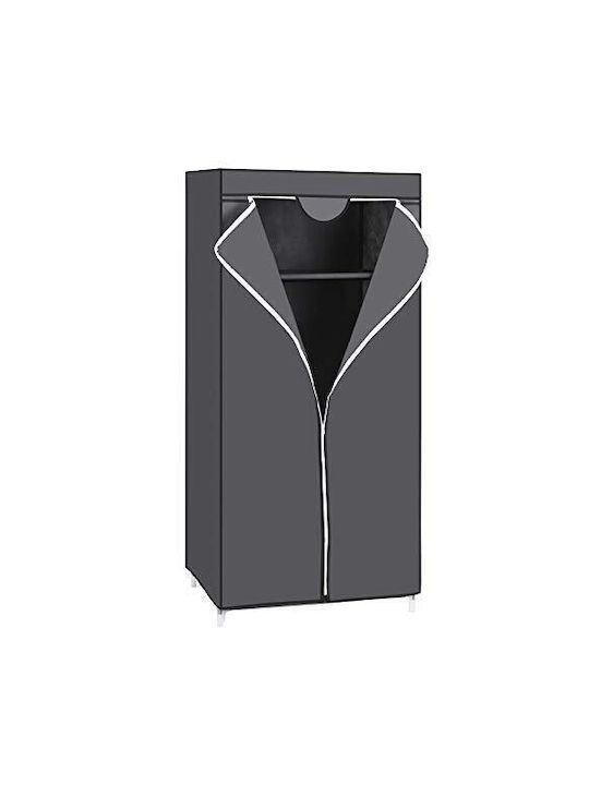 Songmics Fabric Wardrobe with Zipper and Shelves in Gray Color 75x45x160cm
