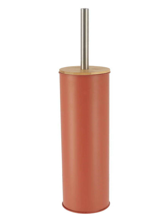 Bamboo Metallic Bathroom Trash Can Orange