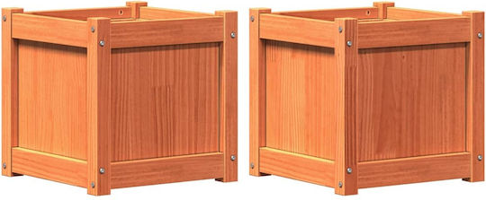 vidaXL Set 2 Planters Wooden Brown