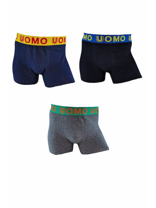 Uomo Men's Boxers Multicolour with Patterns 3Pack