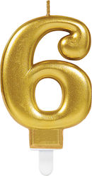 Amscan Sparkling Birthday Candle Number "6" in Gold Color