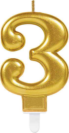 Amscan Sparkling Geburtstagskerze Nummer "3" in Gold Farbe